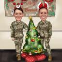 Militāra pāra karikatūras portrets