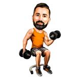 Fitness bodybuilder karikatuur