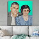 Caricature de couple dans un style coloré imprimé sur toile