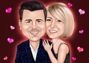 Couple Engagement Caricature with Custom Background