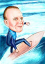 Surfer Caricature Drawing