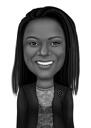 Custom Female Cartoon Caricature in Black and White Style