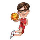 Caricatura di un bambino da basket a tutto corpo