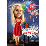 Caricatura de 21 cumpleaños en Las Vegas