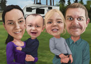 Summer Vacation Family Caricature