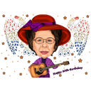 Caricatura de cumpleaños de abuela personalizada para regalo de 80 aniversario