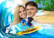 Karikatura páru na vlně