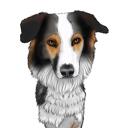 Fotoğraftan Çizilmiş Border Collie Karikatürü