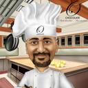 Mannelijke chef-kok karikatuurtekening