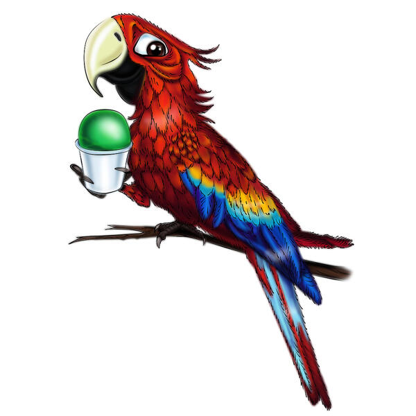 Карикатурный рисунок попугая: цифровой стиль