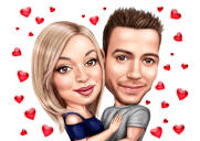 Exaggerated Couple Caricature