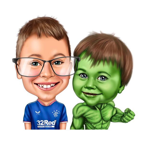 Tekening van een superheldenkarikatuur voor kinderen