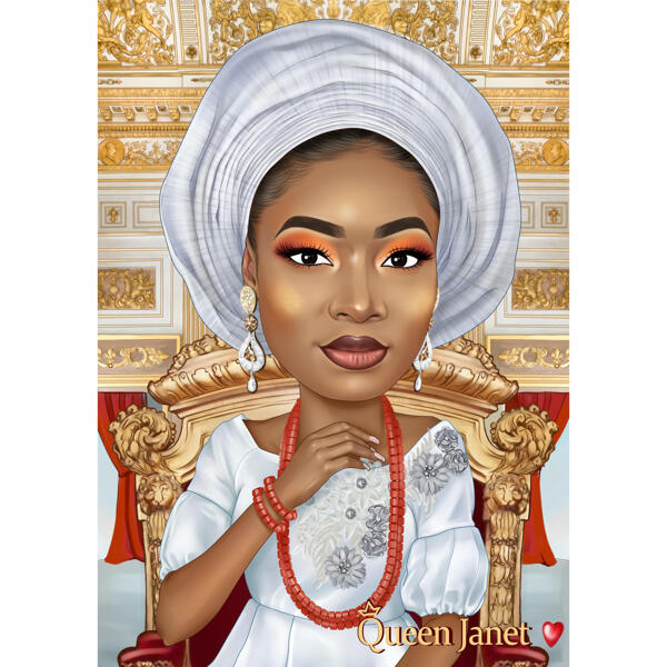 Fotoğraflardan Renk Stilinde Özel Arka Plana Sahip Kraliçe Karikatür Portresi