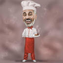 كاريكاتير الشيف مع الأطباق