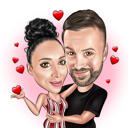 Grappige, overdreven karikatuur van een foto voor Valentijnsdag