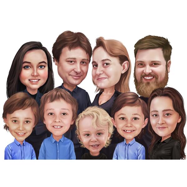 Caricatură de familie mare