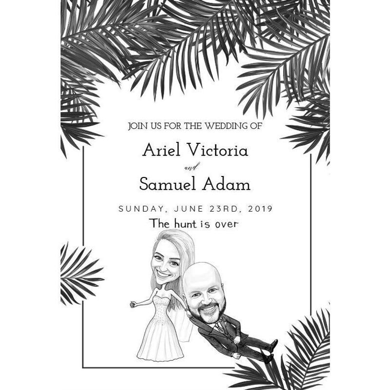 Caricature Invite: Funny Couple Cartoon Drawing in Style from Photos