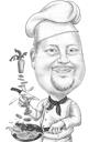 Chef Man Caricature Holding Knife