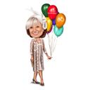 Osoba držící výročí balón karikatura dárek k narozeninám