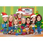 Christmas Group Caricature Greeting Card
