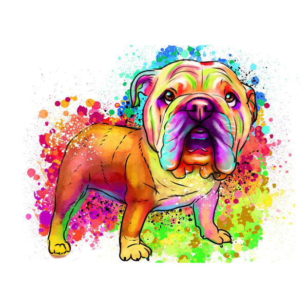 Fuld krop akvarel bulldog portræt fra fotos