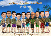 Caricatura de vacaciones de los padrinos de boda