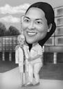 Black and White Doctor Osteopathy Therapist Caricature from Photos