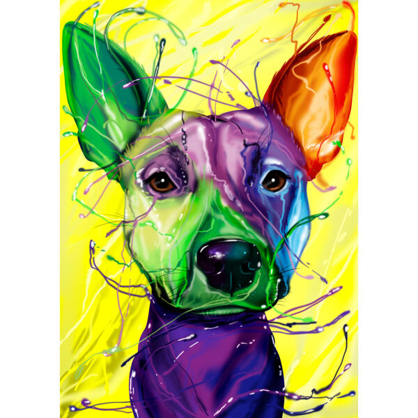 Basenji regnbåge akvarell karikatyr