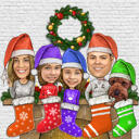 Noel Çorapları Aile Karikatürü