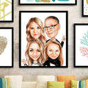 Canvas Print: Group Digital Caricature Portrait from Photos on White Background