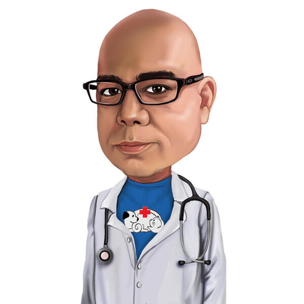 Veterinář doktor kreslený s logem na hrudi