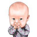 Mão desenhada migalha bebê criança caricatura retrato de foto em estilo de cor