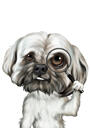 Funny White Dog Cartoon Caricature in Color Style from Photos
