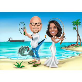 Wedding Couple Hooked on Beach