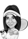 Caricature de tennis personnalisée à partir de photos avec raquette de tennis