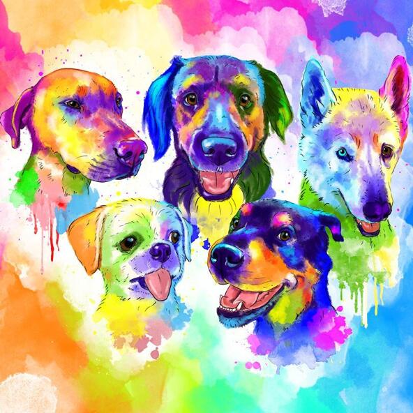 Akvarell husdjursporträtt