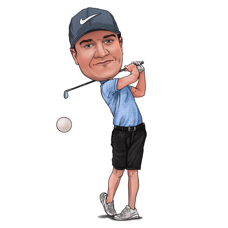 Full Body Golf Cartoon from Photos on White Background