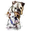 Fotoğraflardan Doğal Sulu Boyalı 2 Köpeğin Baş ve Omuz Portresi