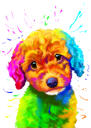 Caricatura a color: retrato de perro en acuarela