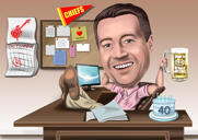 Boss Caricature Portrait with Feet on Table