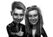Hug Cartoon Drawing in Black and White Style from Photos