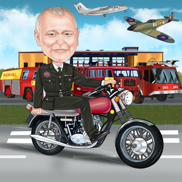 Persoon in uniform op motorfiets