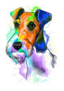 Retrato de Fox Terrier de arame estilo arco-íris aquarela de fotos