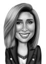 Custom Female Cartoon Caricature in Black and White Style