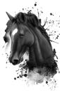 Portret de acuarelă de cai din fotografii