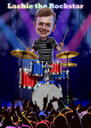 Person with Drum Colored Caricature for Drummer Gift
