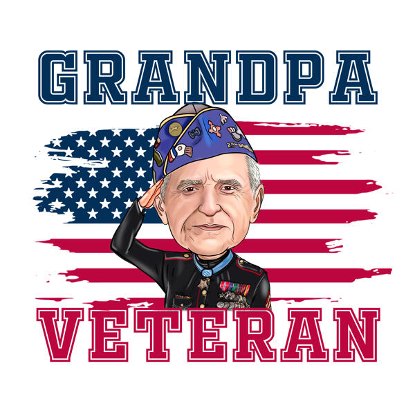 Karikatur af bedstefar veteranernes dag