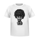 T-shirt tryckt personkarikatyr i svart och vit stil