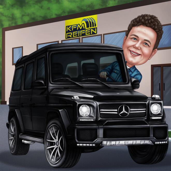 Caricature de jeep