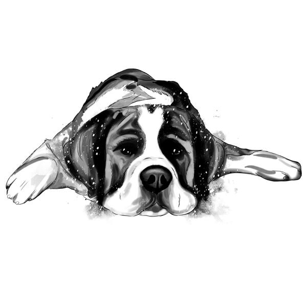 Grafitový portrét bernského salašnického psa ve stylu akvarelu